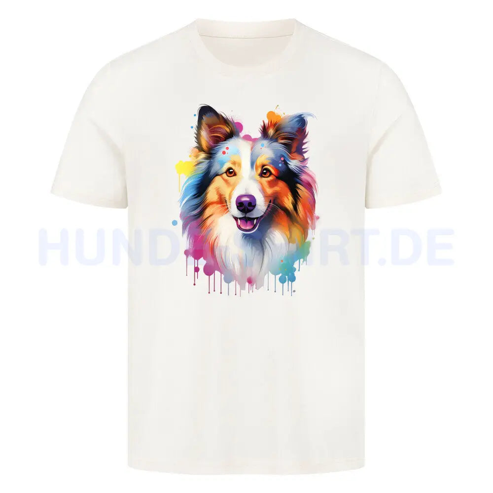 Premium T-Shirt "Sheltie - Splash" Natural Raw – hunde-shirt.de