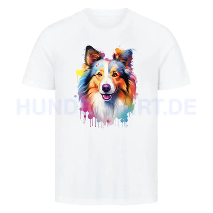 Premium T-Shirt "Sheltie - Splash" Weiß – hunde-shirt.de