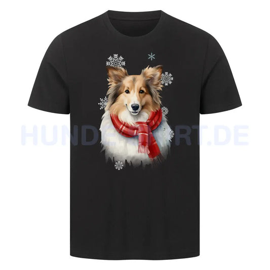 Premium T-Shirt "Sheltie Winter" Schwarz – hunde-shirt.de