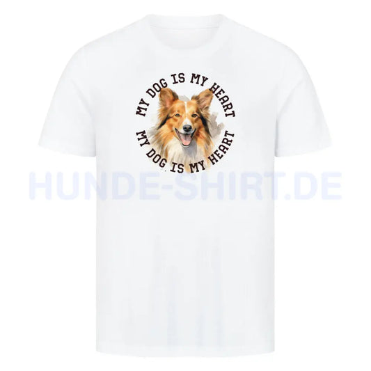 Premium T-Shirt "Shetland Sheepdog HEART" Weiß – hunde-shirt.de