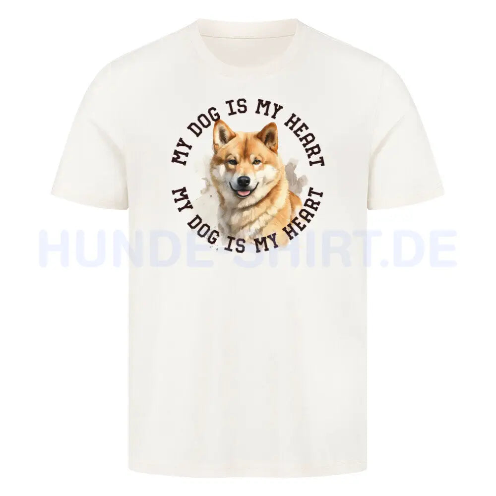 Premium T-Shirt "Shiba Inu HEART" Natural Raw – hunde-shirt.de