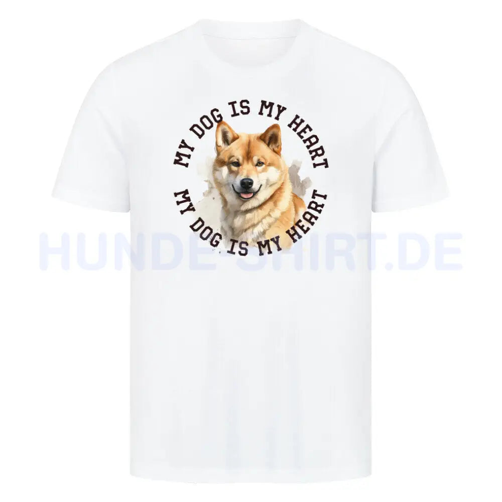 Premium T-Shirt "Shiba Inu HEART" Weiß – hunde-shirt.de