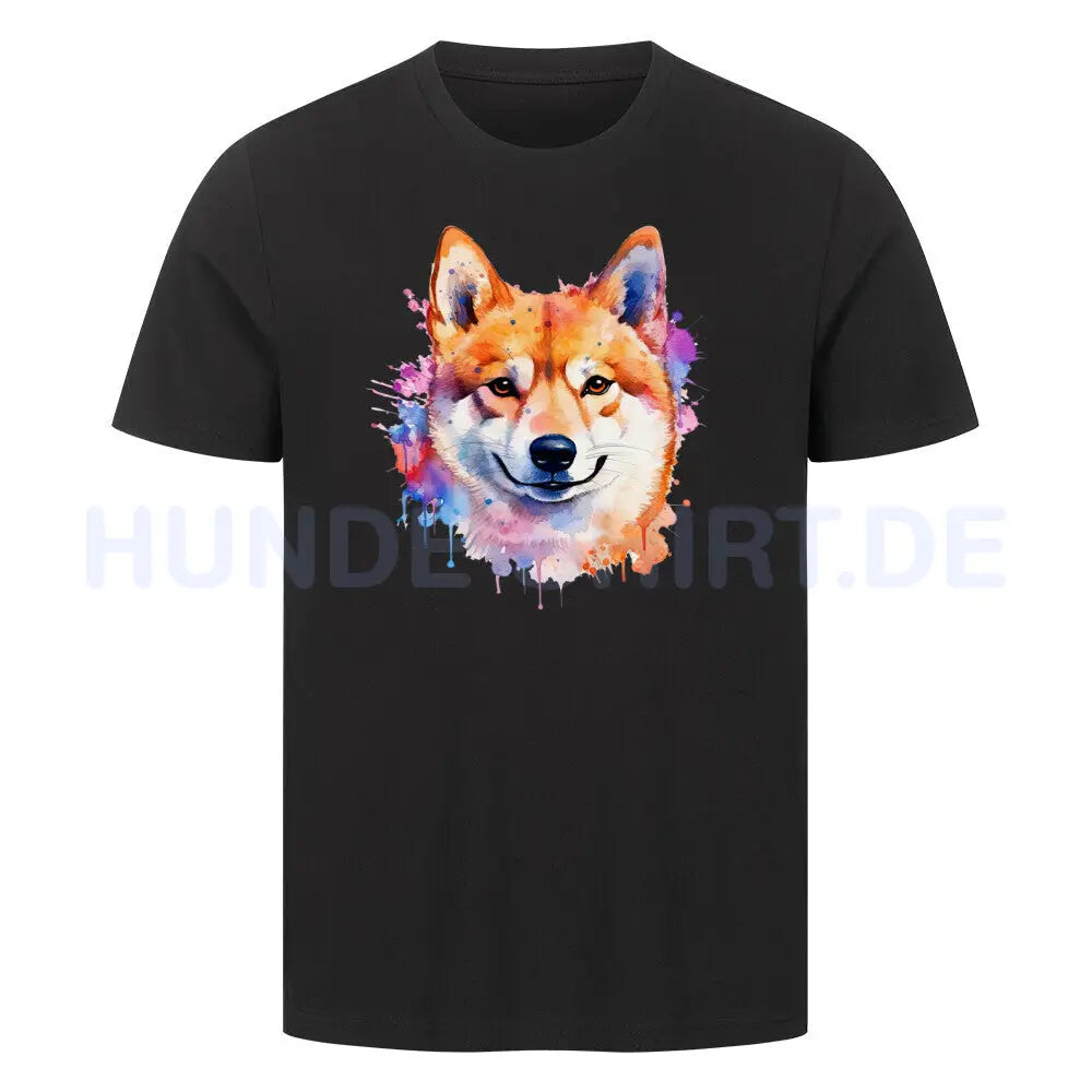 Premium T-Shirt "Shiba Inu - Paint"" Schwarz – hunde-shirt.de