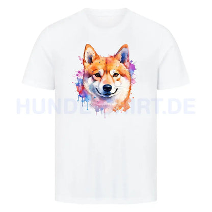 Premium T-Shirt "Shiba Inu - Paint"" Weiß – hunde-shirt.de