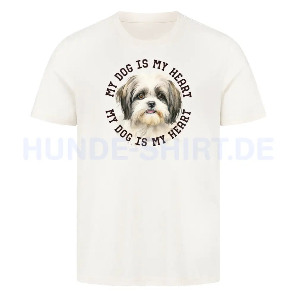 Premium T-Shirt "Shih Tzu grau weiß" Natural Raw – hunde-shirt.de