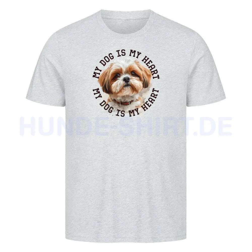 Premium T-Shirt "Shih Tzu HEART" Heather Grey – hunde-shirt.de