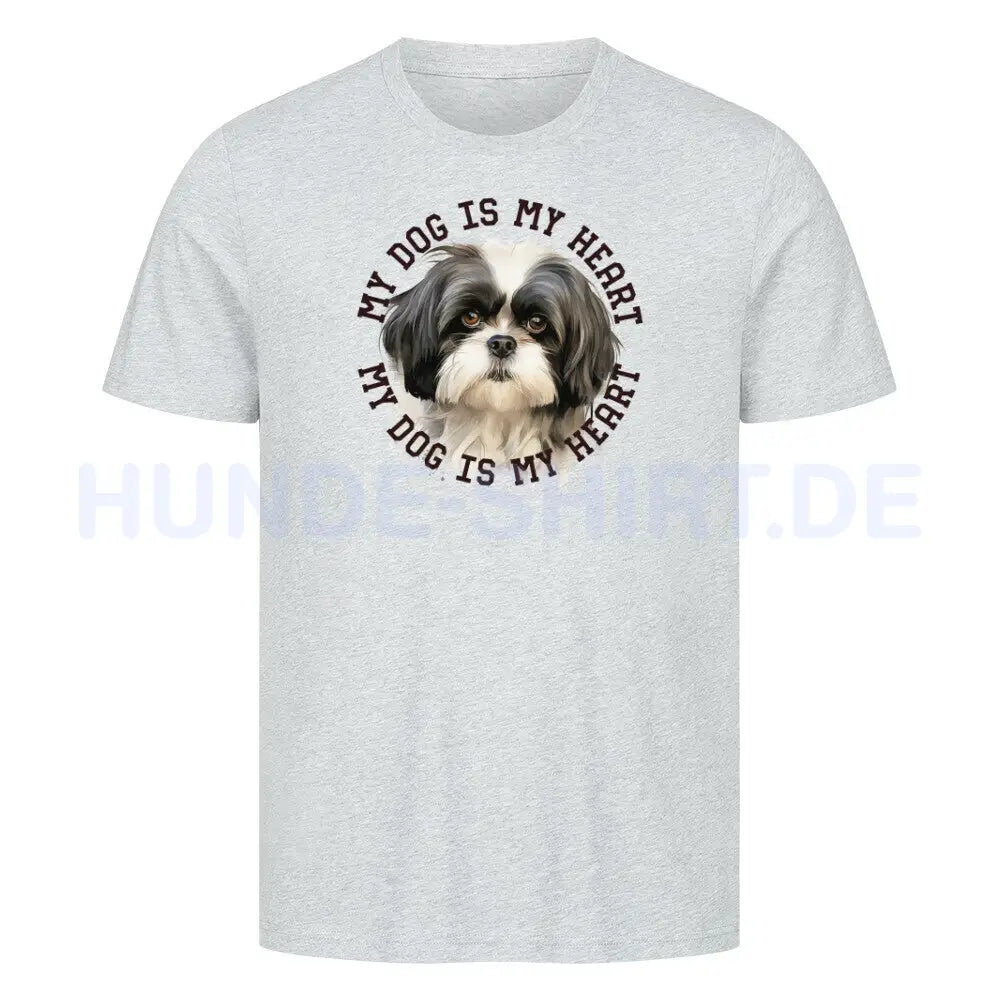 Premium T-Shirt "Shih Tzu schwarz weiß" Heather Grey – hunde-shirt.de