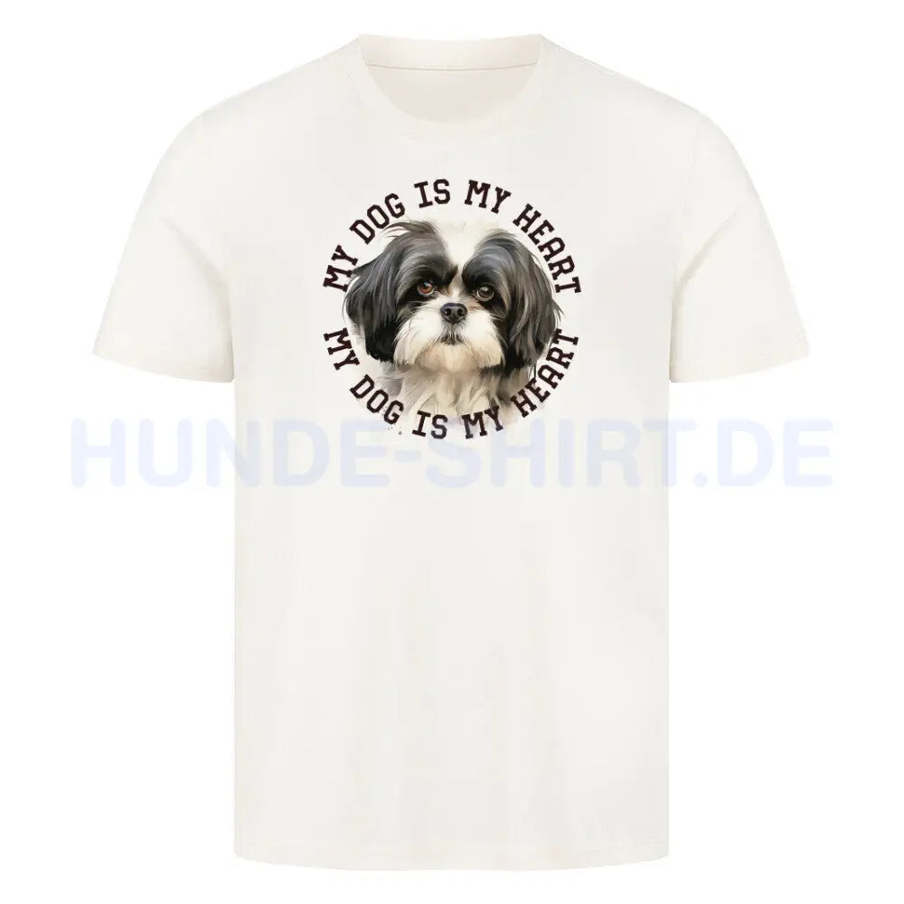 Premium T-Shirt "Shih Tzu schwarz weiß" Natural Raw – hunde-shirt.de