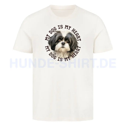 Premium T-Shirt "Shih Tzu schwarz weiß" Natural Raw – hunde-shirt.de