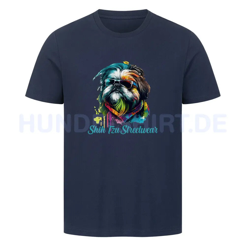 Premium T-Shirt "Shih Tzu - Streetwear" French Navy – hunde-shirt.de