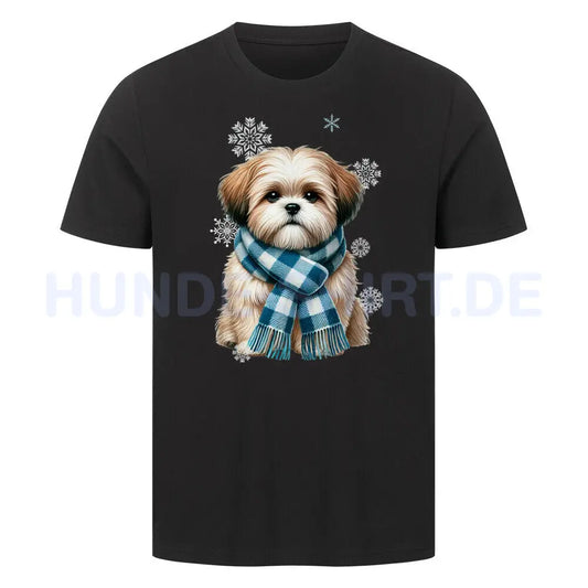 Premium T-Shirt "Shih Tzu Winter" Schwarz – hunde-shirt.de