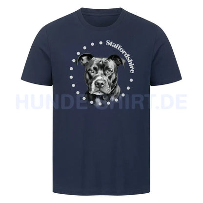 Premium T-Shirt " Staffordshire Bull Terrier R" French Navy – hunde-shirt.de