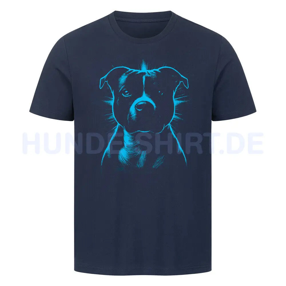 Premium T-Shirt "Staffordshire Bull Terrier SHINE blue" French Navy – hunde-shirt.de