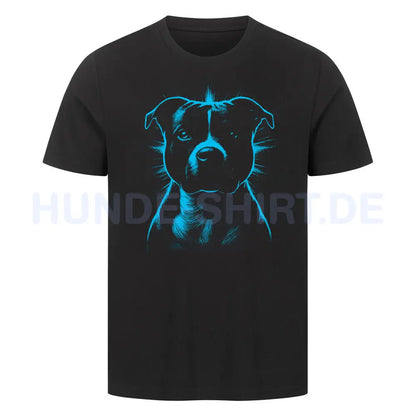 Premium T-Shirt "Staffordshire Bull Terrier SHINE blue" Schwarz – hunde-shirt.de