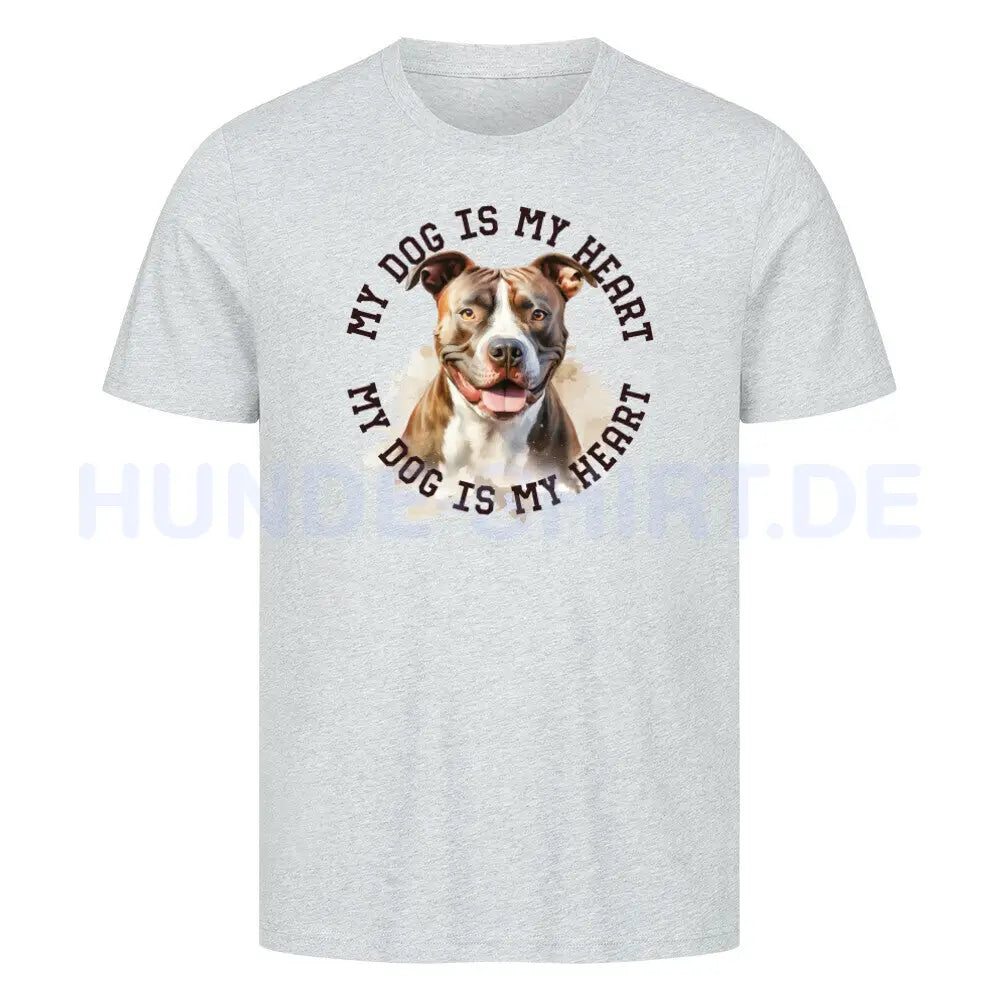 Premium T-Shirt "Staffordshire Bullterrier" Heather Grey – hunde-shirt.de