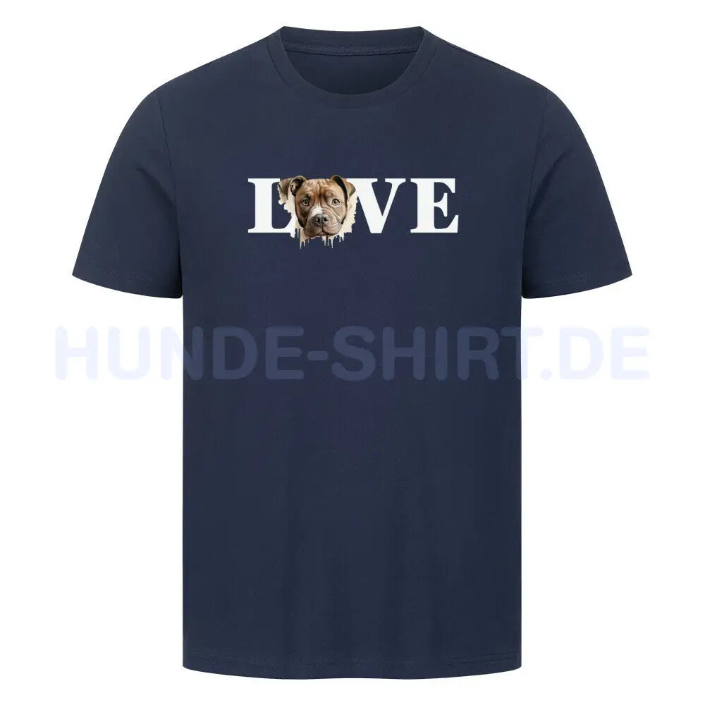 Premium T-Shirt "Staffordshire - LOVE" French Navy – hunde-shirt.de