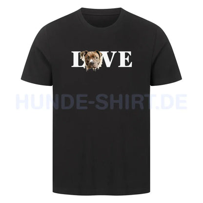 Premium T-Shirt "Staffordshire - LOVE" Schwarz – hunde-shirt.de