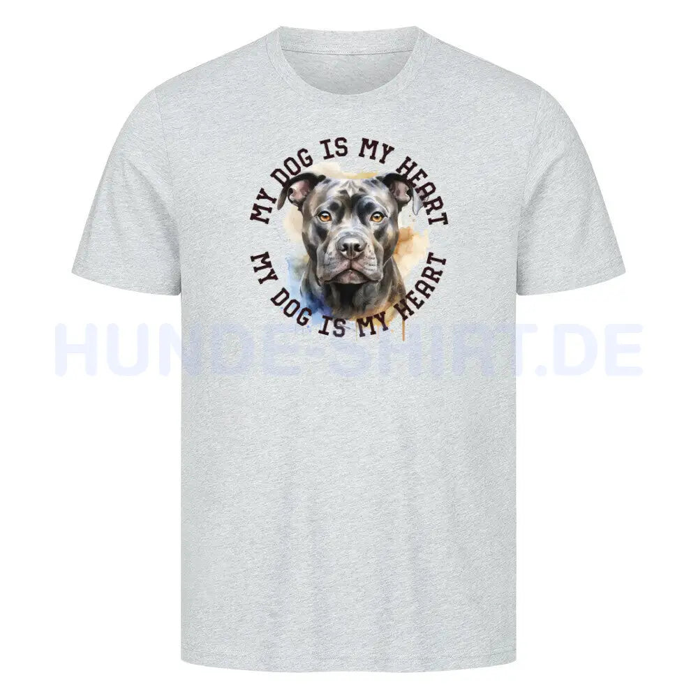 Premium T-Shirt "Staffordshire Terrier grau" Heather Grey – hunde-shirt.de