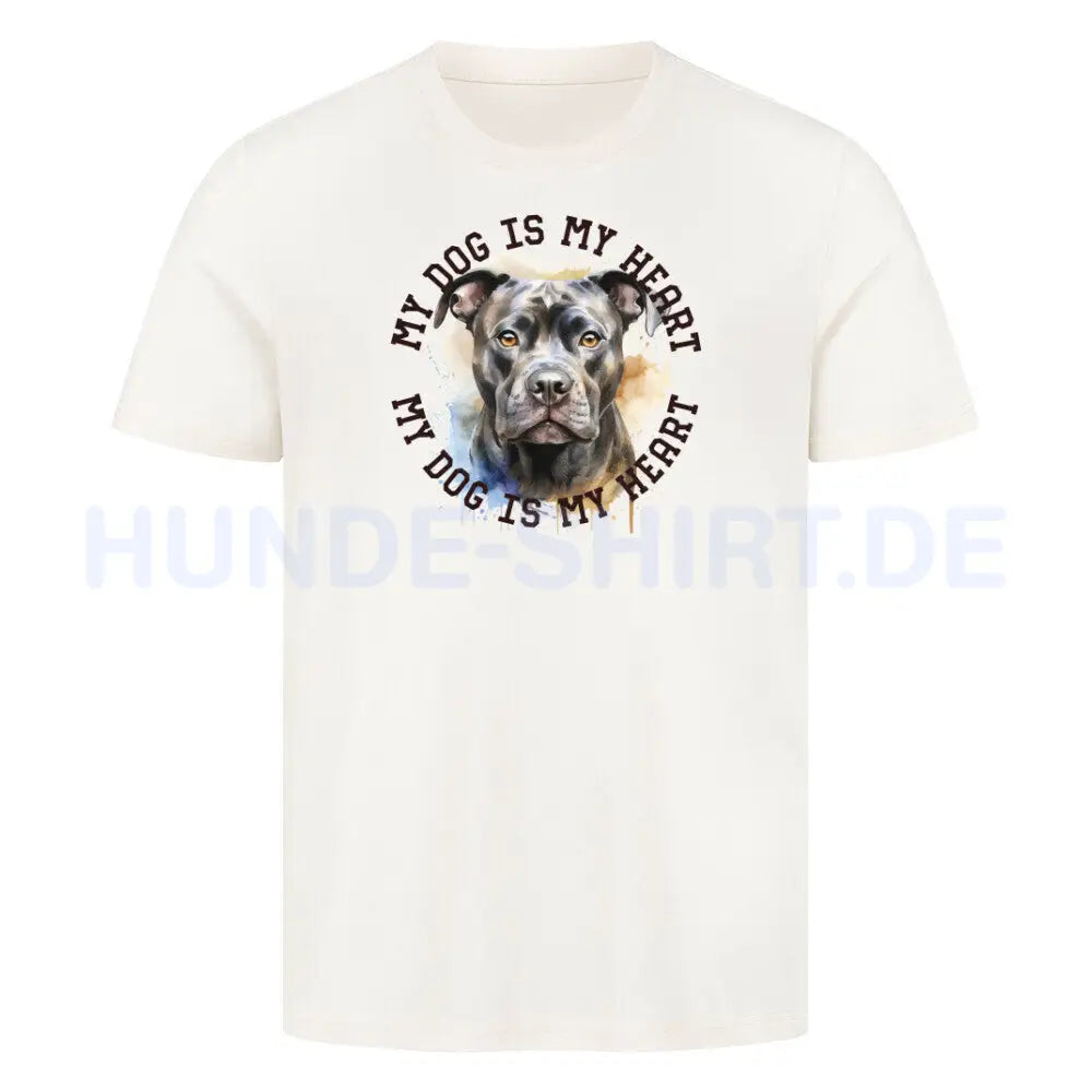 Premium T-Shirt "Staffordshire Terrier grau" Natural Raw – hunde-shirt.de