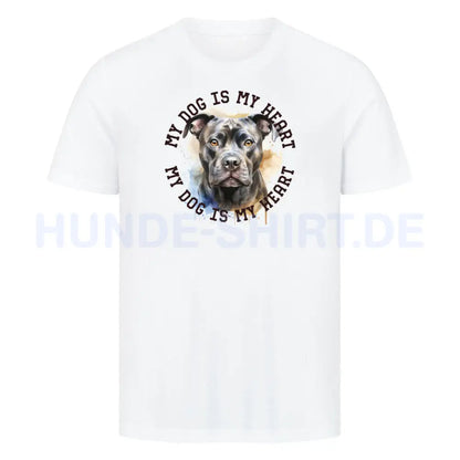 Premium T-Shirt "Staffordshire Terrier grau" Weiß – hunde-shirt.de