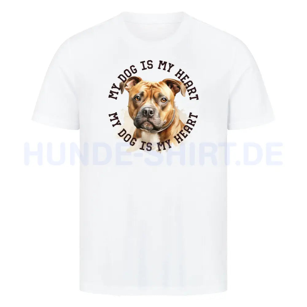 Premium T-Shirt "Staffy" Weiß – hunde-shirt.de