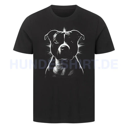 Premium T-Shirt "Staffy SHINE white" Schwarz – hunde-shirt.de