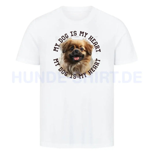 Premium T-Shirt "Tibet Spaniel HEART" Weiß – hunde-shirt.de