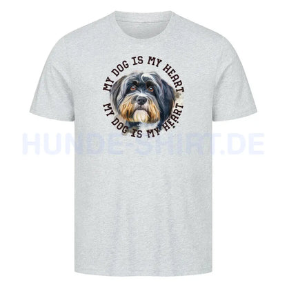 Premium T-Shirt "Tibet Terrier HEART" Heather Grey – hunde-shirt.de