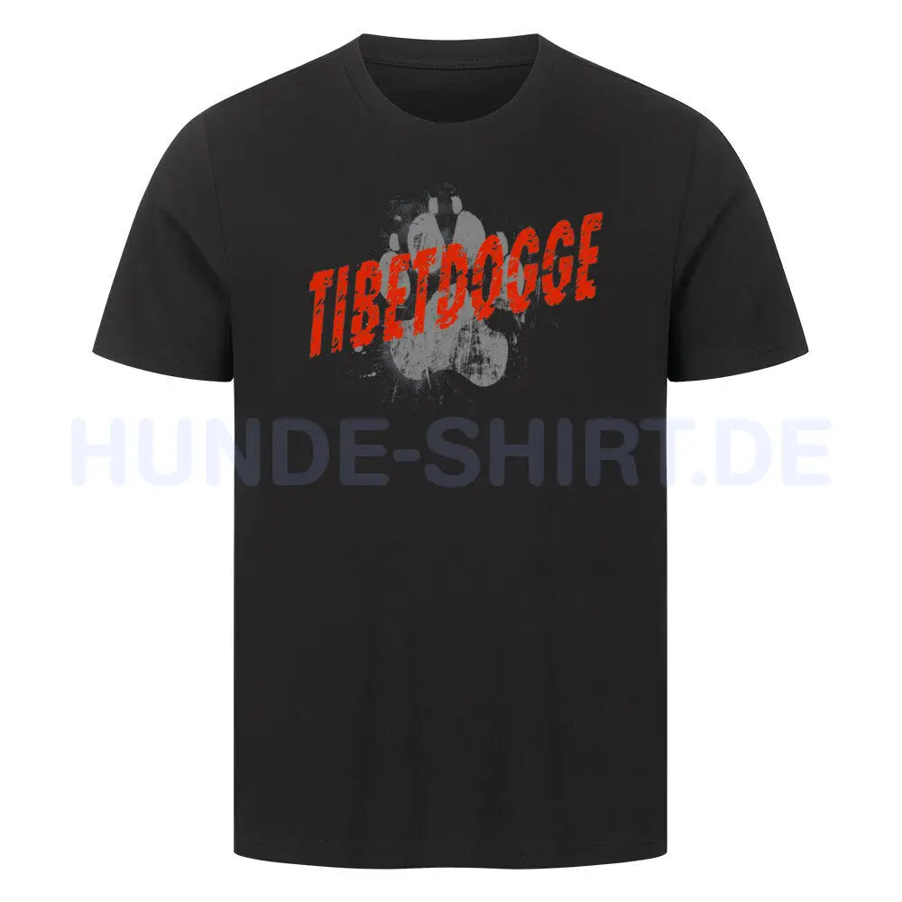 Premium T-Shirt "Tibetdogge - PAW" Schwarz – hunde-shirt.de