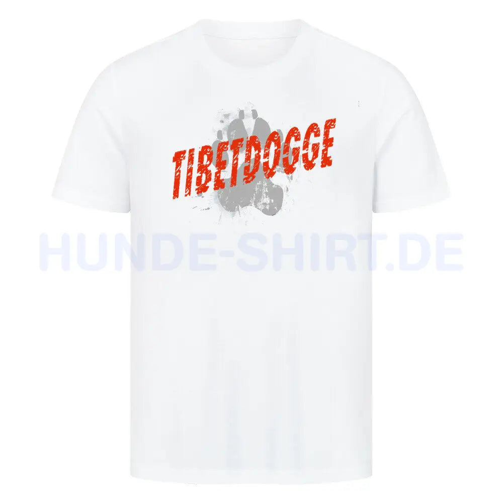 Premium T-Shirt "Tibetdogge - PAW" Weiß – hunde-shirt.de