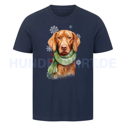 Premium T-Shirt "Vizsla Winter" French Navy – hunde-shirt.de