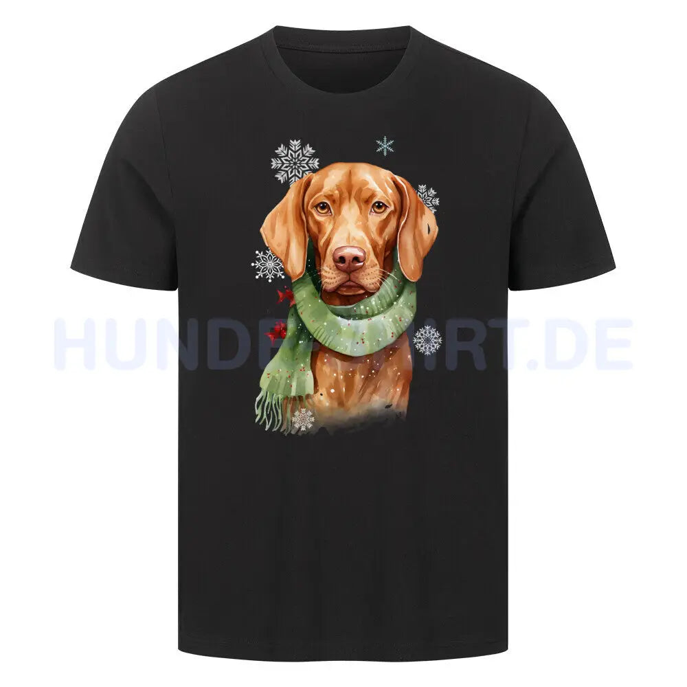 Premium T-Shirt "Vizsla Winter" Schwarz – hunde-shirt.de