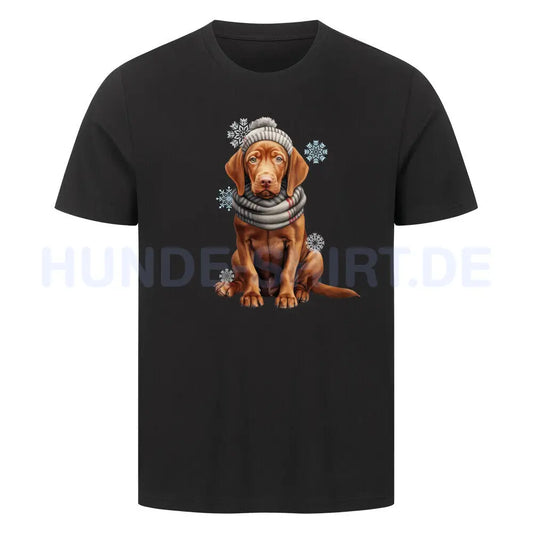 Premium T-Shirt "Vizsla Winterbub" Schwarz – hunde-shirt.de