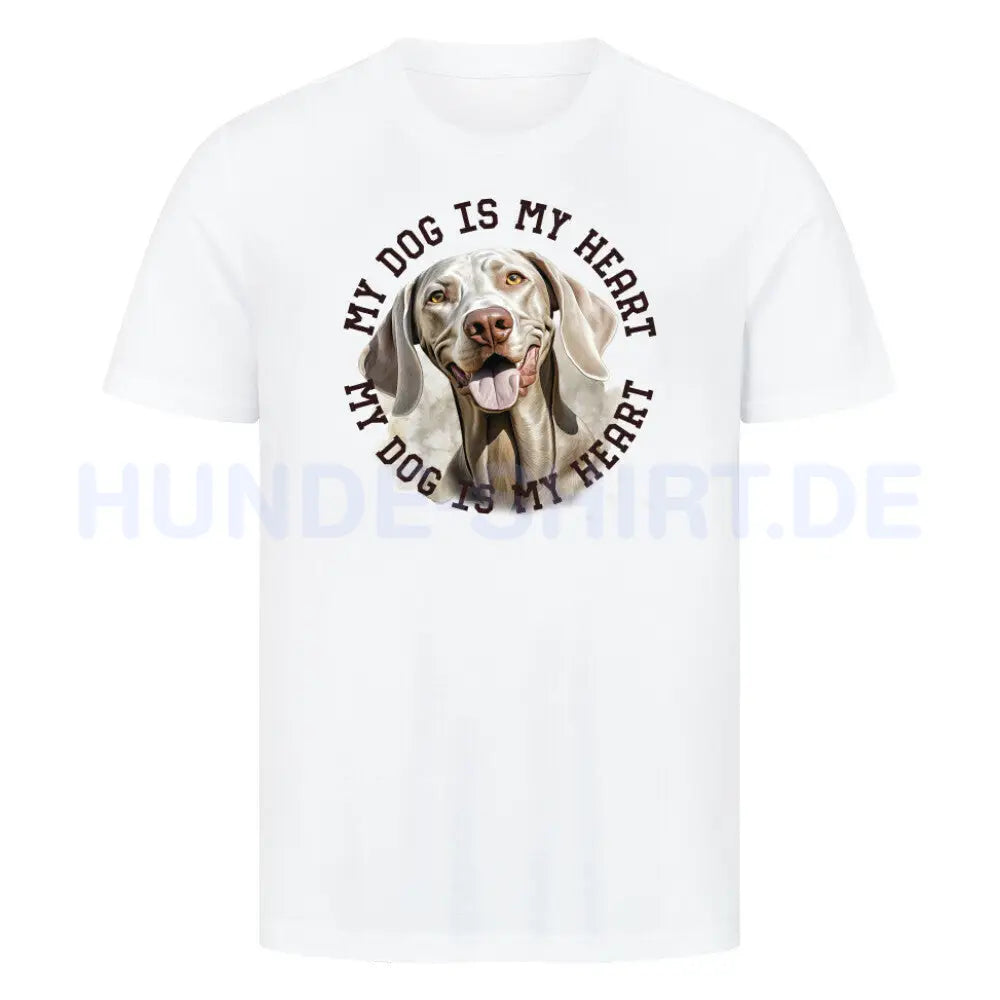 Premium T-Shirt "Weimaraner HEART 2" Weiß – hunde-shirt.de