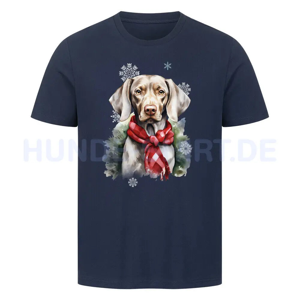 Premium T-Shirt "Weimaraner Winter" French Navy – hunde-shirt.de