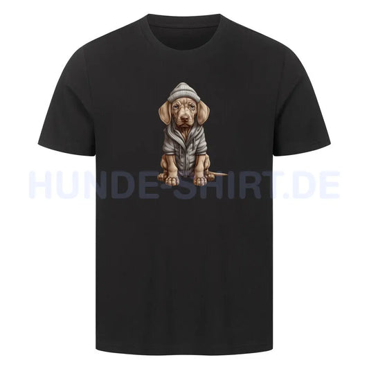 Premium T-Shirt "Weimaraner - Winterbub" Schwarz – hunde-shirt.de