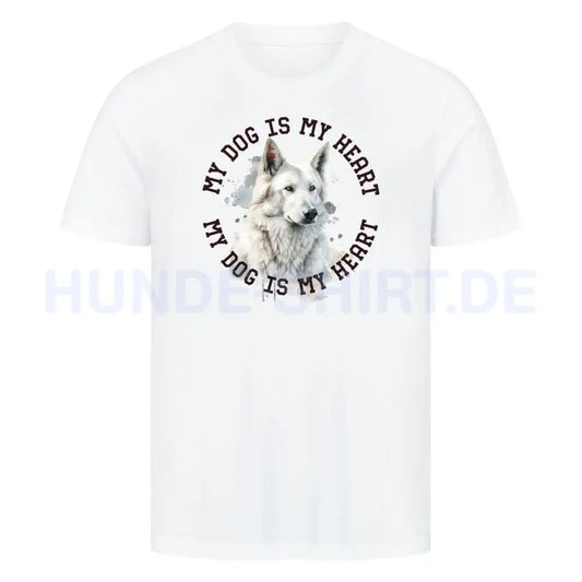 Premium T-Shirt "Weißer Schäferhund HEART 2" Weiß – hunde-shirt.de