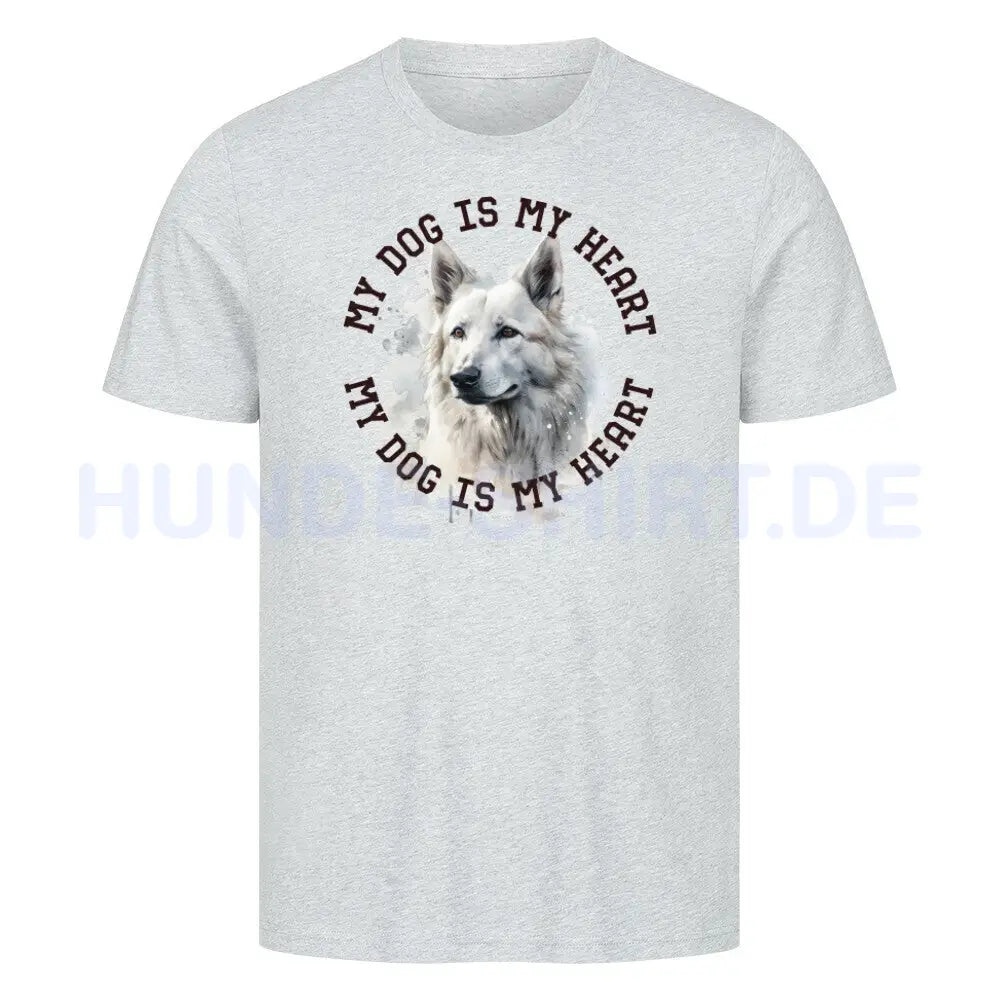 Premium T-Shirt "Weißer Schäferhund HEART" Heather Grey – hunde-shirt.de