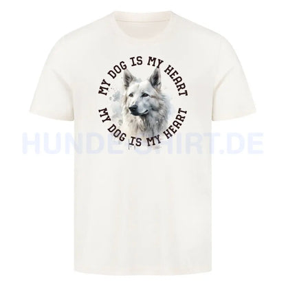 Premium T-Shirt "Weißer Schäferhund HEART" Natural Raw – hunde-shirt.de