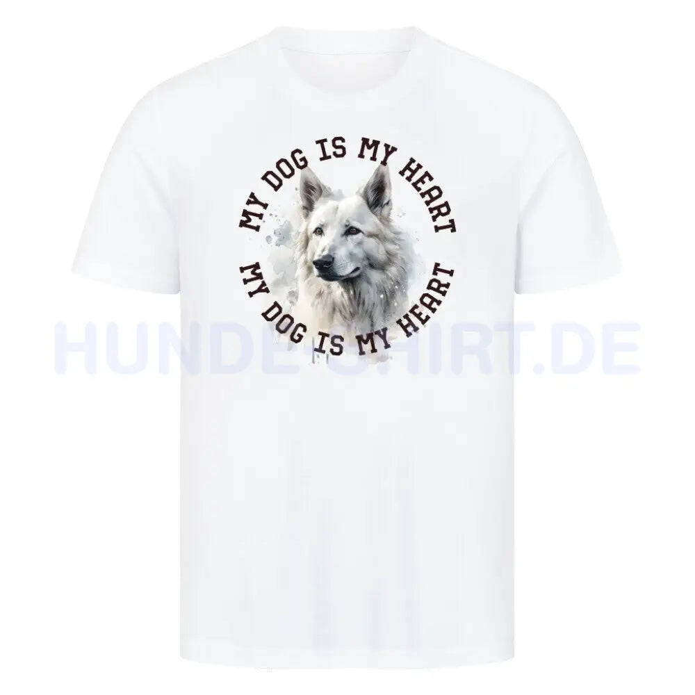 Premium T-Shirt "Weißer Schäferhund HEART" Weiß – hunde-shirt.de