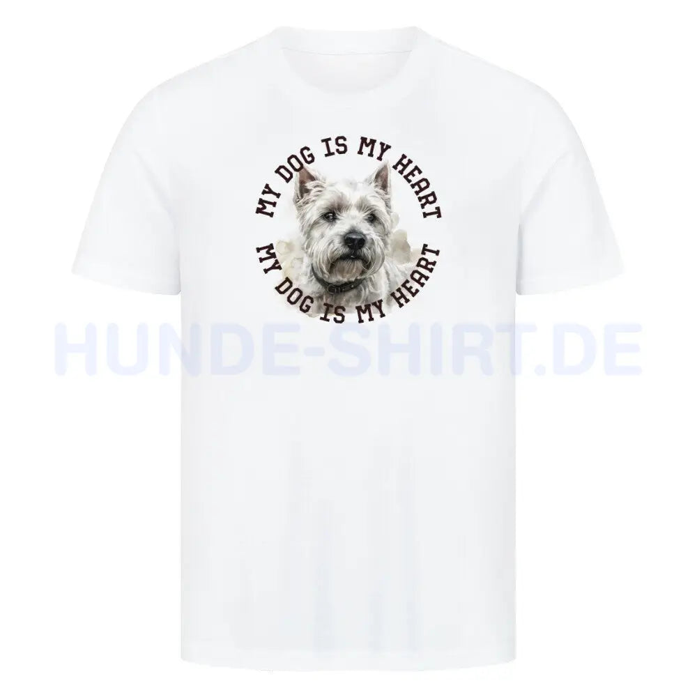 Premium T-Shirt "West Highland White Terrier HEART" Weiß – hunde-shirt.de