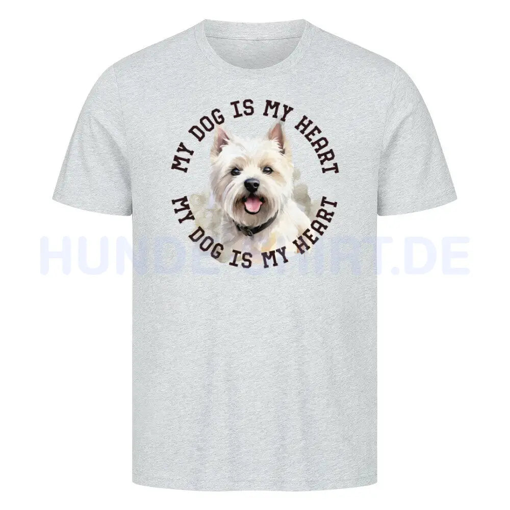 Premium T-Shirt "Westie HEART" Heather Grey – hunde-shirt.de