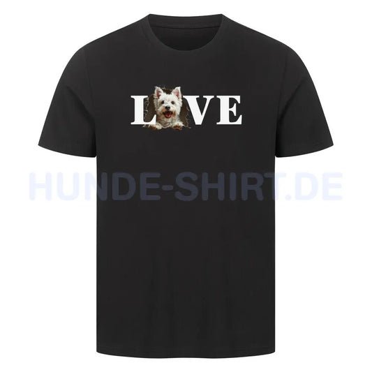 Premium T-Shirt "Westie - LOVE" Schwarz – hunde-shirt.de