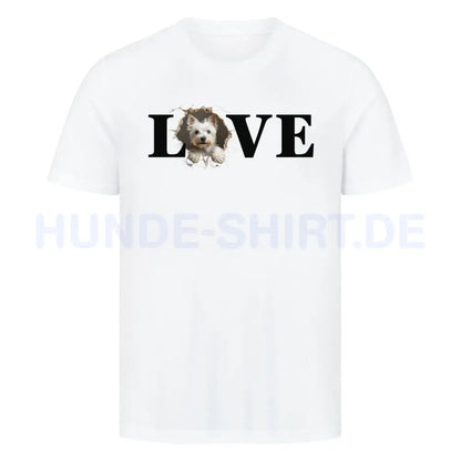 Premium T-Shirt "Westie LOVE" Weiß – hunde-shirt.de