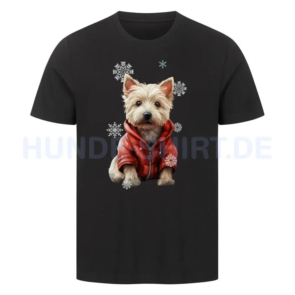 Premium T-Shirt "Westie Winter" Schwarz – hunde-shirt.de