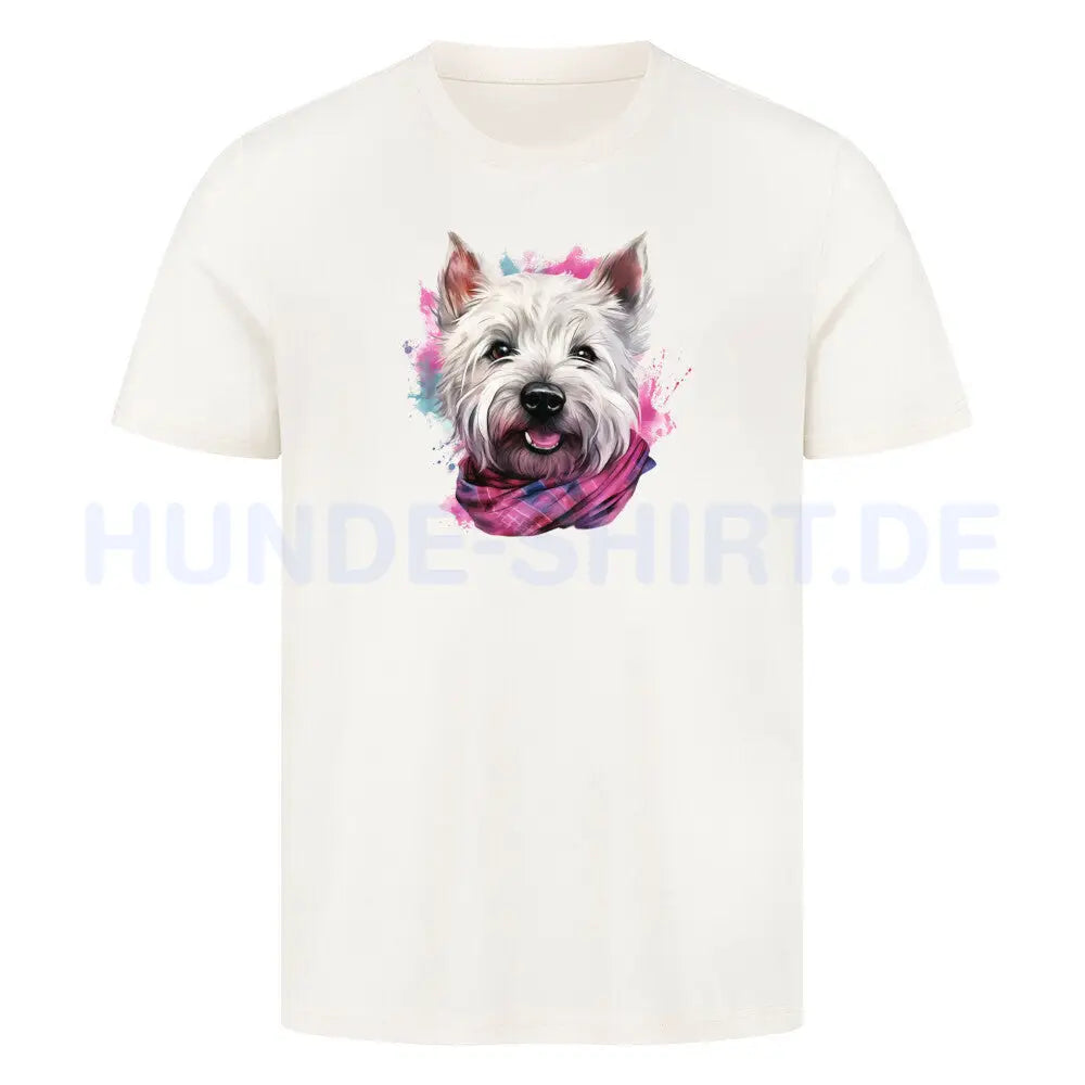 Premium T-Shirt "Westie - Wintermädchen" Natural Raw – hunde-shirt.de