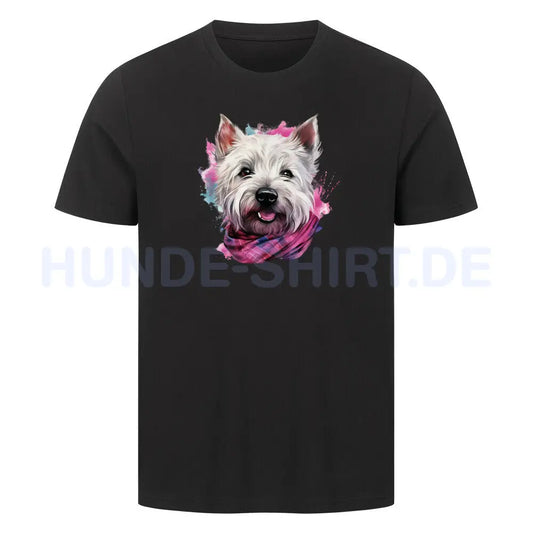 Premium T-Shirt "Westie - Wintermädchen" Schwarz – hunde-shirt.de