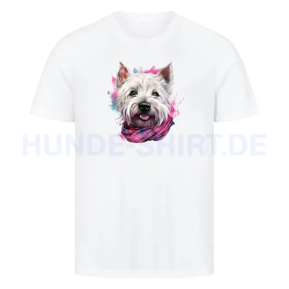 Premium T-Shirt "Westie - Wintermädchen" Weiß – hunde-shirt.de