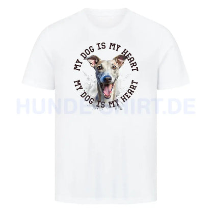 Premium T-Shirt "Whippet HEART 2" Weiß – hunde-shirt.de