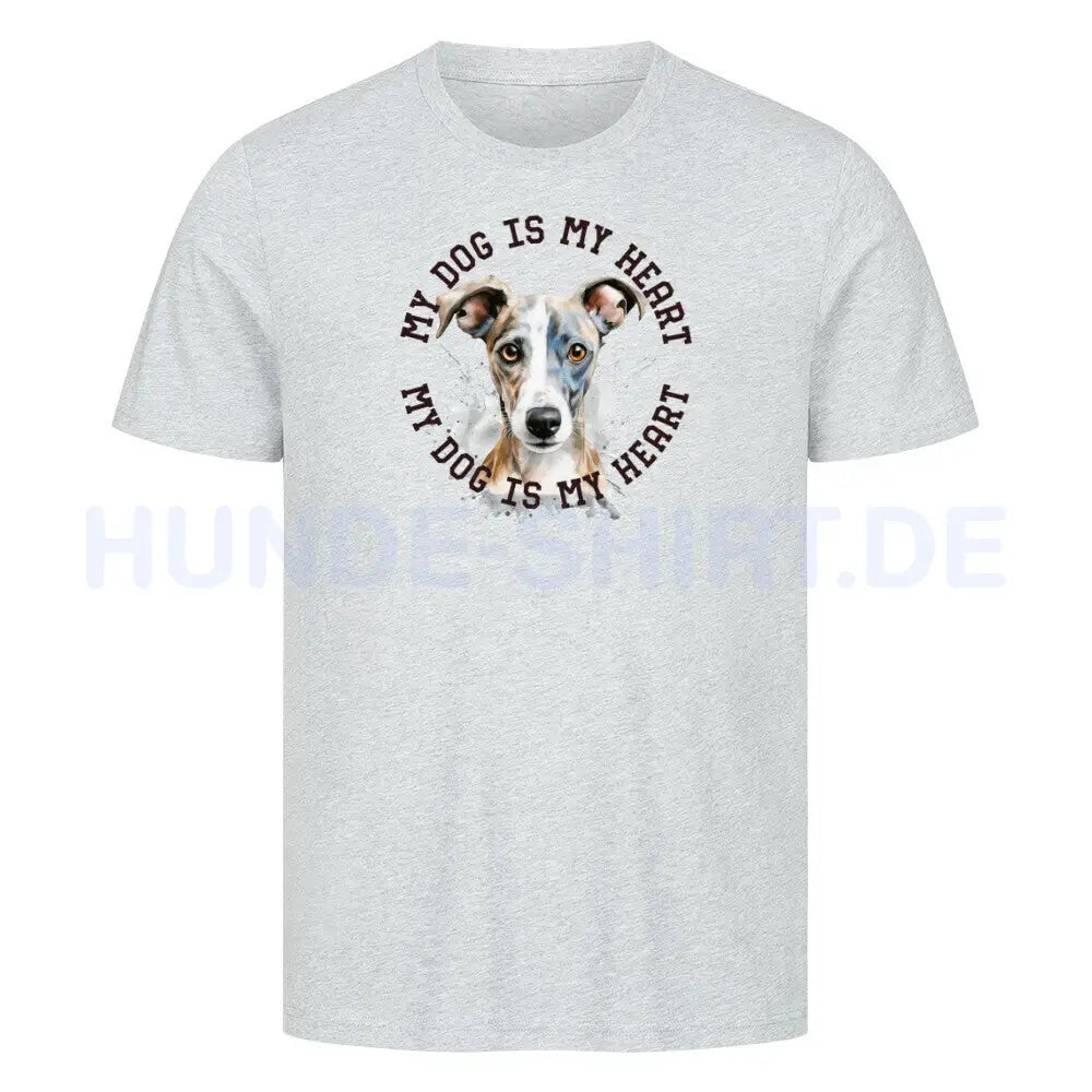 Premium T-Shirt Whippet HEART" Heather Grey – hunde-shirt.de